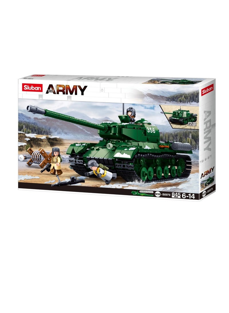 Sluban Sluban - WWII Army IS2 Heavy Battle Tank Destroyer 2 in 1 Bricks Set 845 Pieces - M38-B0979 - Image 1