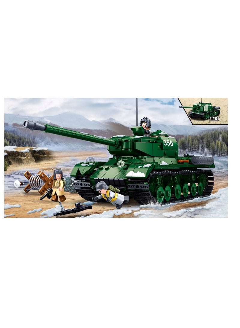 Sluban Sluban - WWII Army IS2 Heavy Battle Tank Destroyer 2 in 1 Bricks Set 845 Pieces - M38-B0979 - Image 4