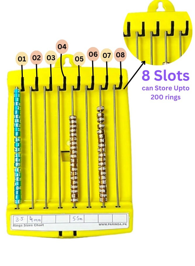 PARINDA Bird Leg Ring Holder 8 Columns Ring Holder,Store Upto 200 rings from,2-8mm Ring Sizes,For all Sizes Parrot Leg Rings  - Image 2