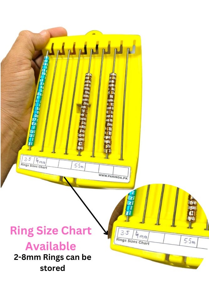 PARINDA Bird Leg Ring Holder 8 Columns Ring Holder,Store Upto 200 rings from,2-8mm Ring Sizes,For all Sizes Parrot Leg Rings  - Image 3