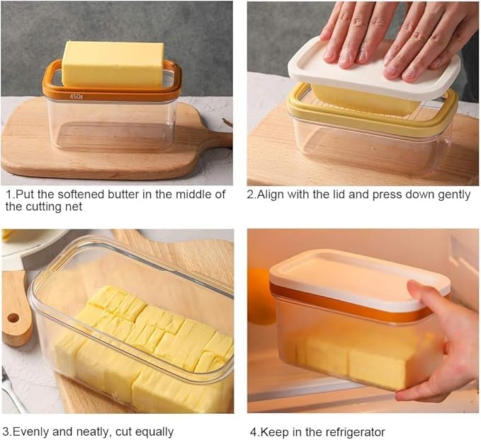 GLOWICK 2 in 1 Double Layer Butter Cutter Box, Plastic Rectangle Butter Keeper with Cutter Easy Cutting and Storage with Lid (1Pcs) - Image 4