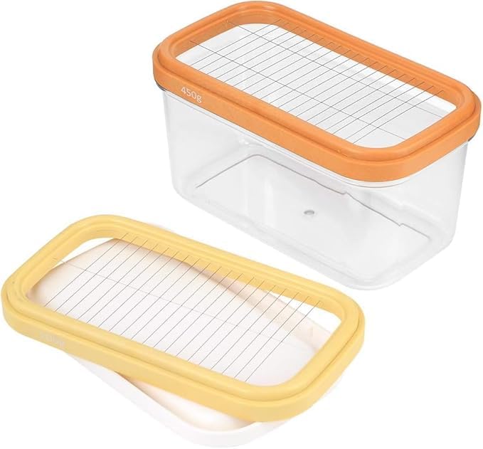 GLOWICK 2 in 1 Double Layer Butter Cutter Box, Plastic Rectangle Butter Keeper with Cutter Easy Cutting and Storage with Lid (1Pcs) - Image 1