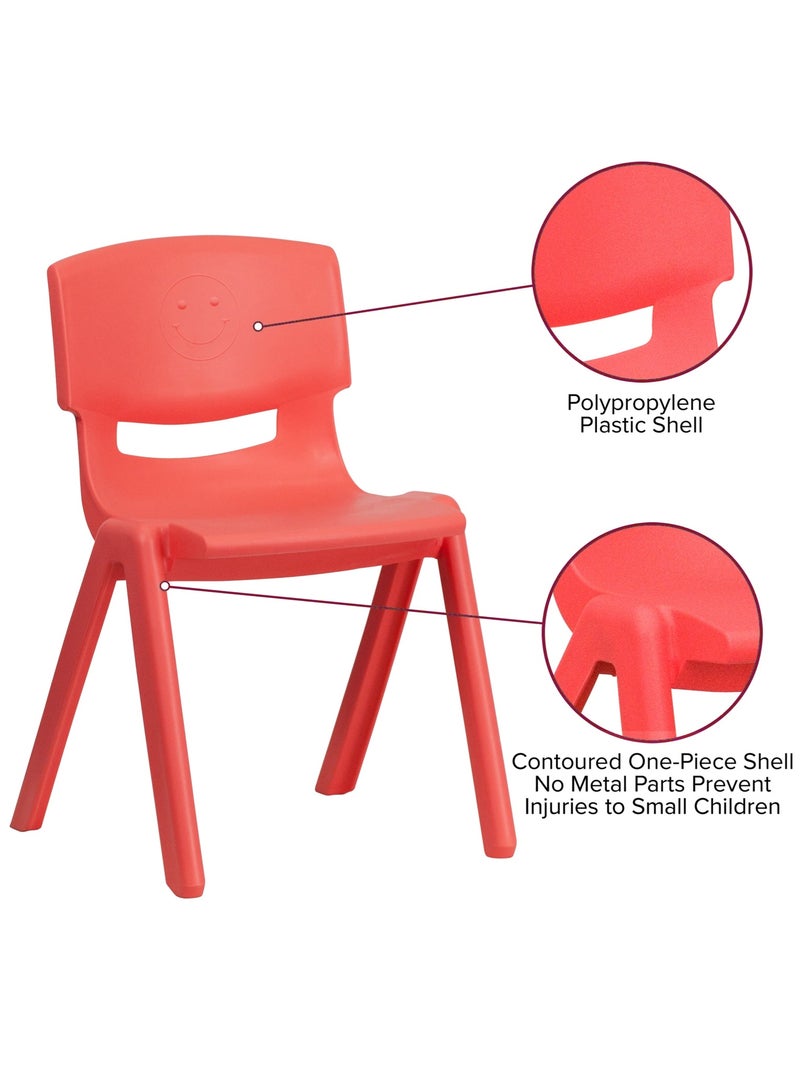 فنز  كراسي تعليمية بلاستيكية قابلة للتكديس من فنز للأطفال، 42 × 38 × 61 سم، الكرسي المثالي لغرف اللعب والمدارس ودور الحضانة والمنزل، أحمر - Image 4