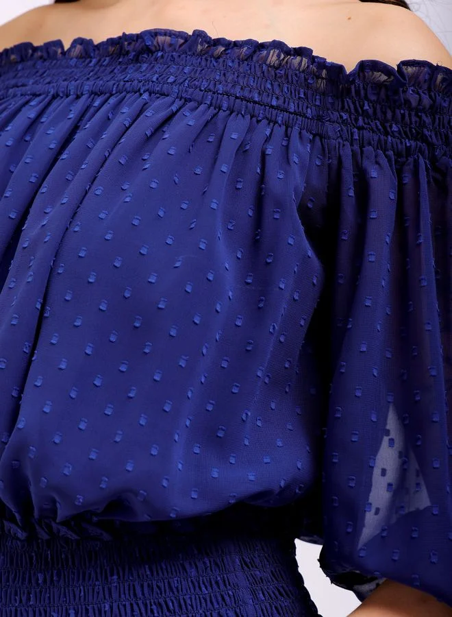 مرفوعة Women Fit and Flared Casual Textured Tiered Dress