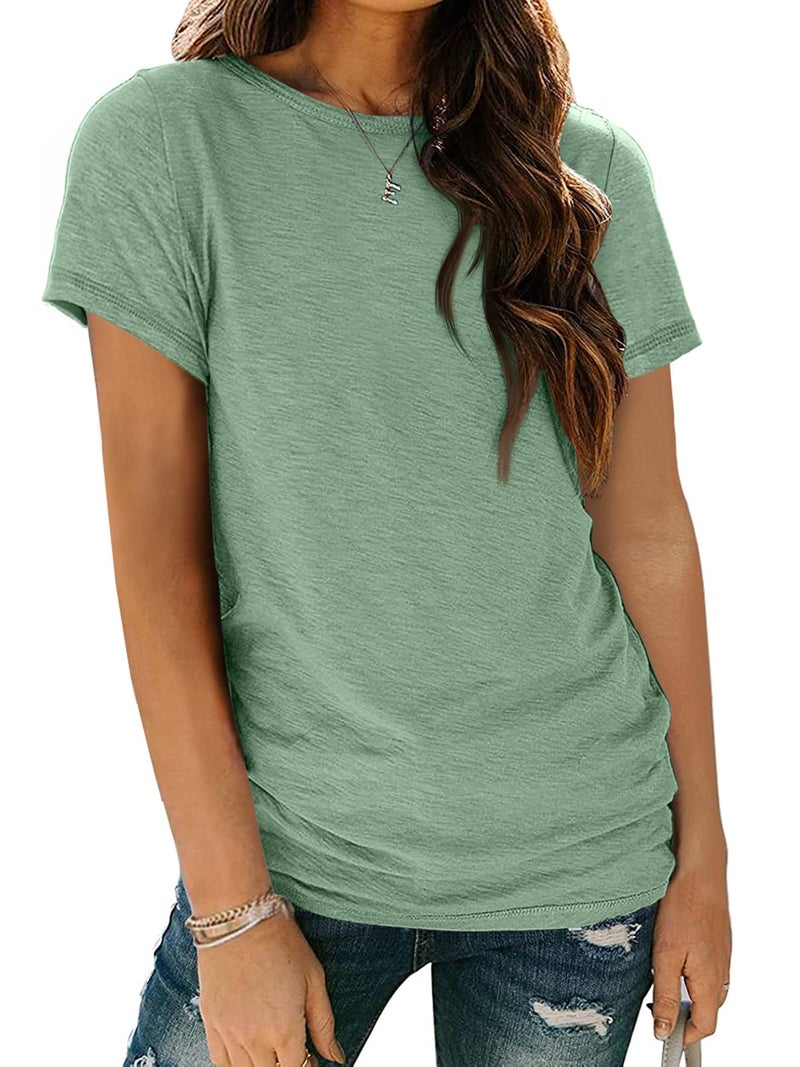 AUTOMET Women's St. Patrick's Day Green T-Shirt, Soft Basic Crew Neck Tops for Spring Summer Everyday Wear 02lightgreen L - Image 1
