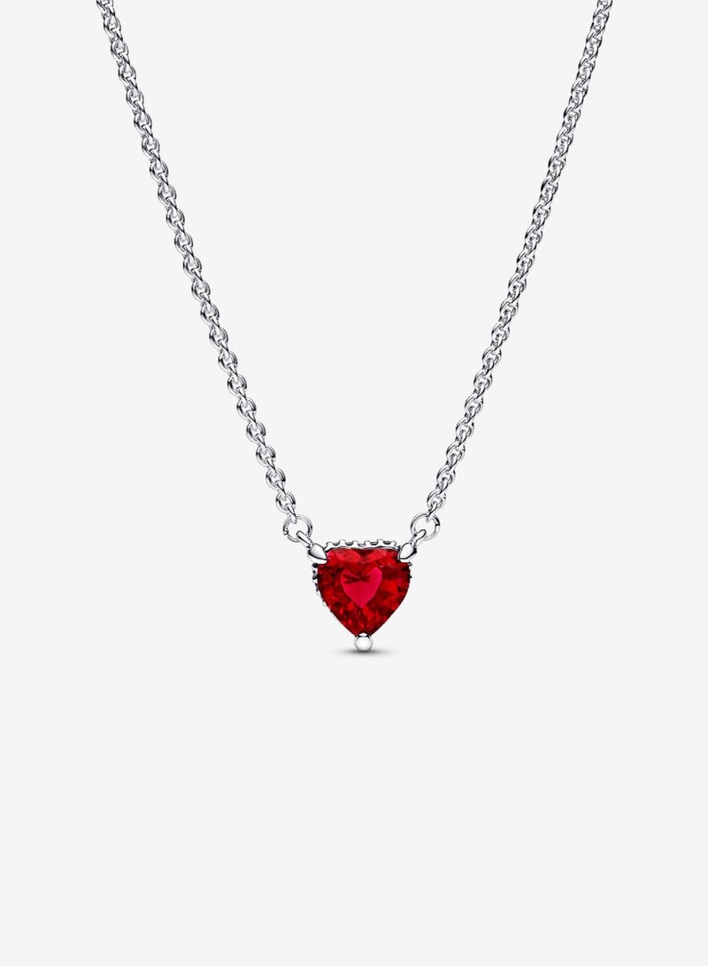 Sparkling Heart Halo Pendant Collier Necklace - Image 1