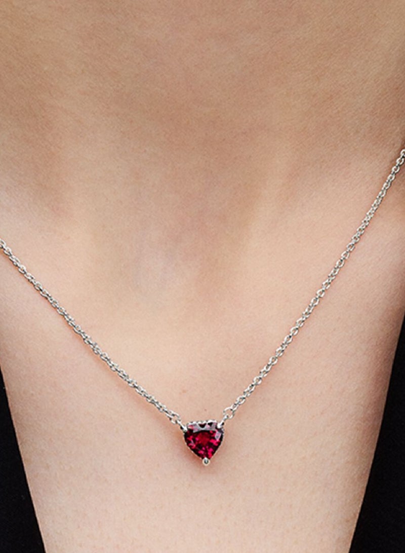 Sparkling Heart Halo Pendant Collier Necklace - Image 2