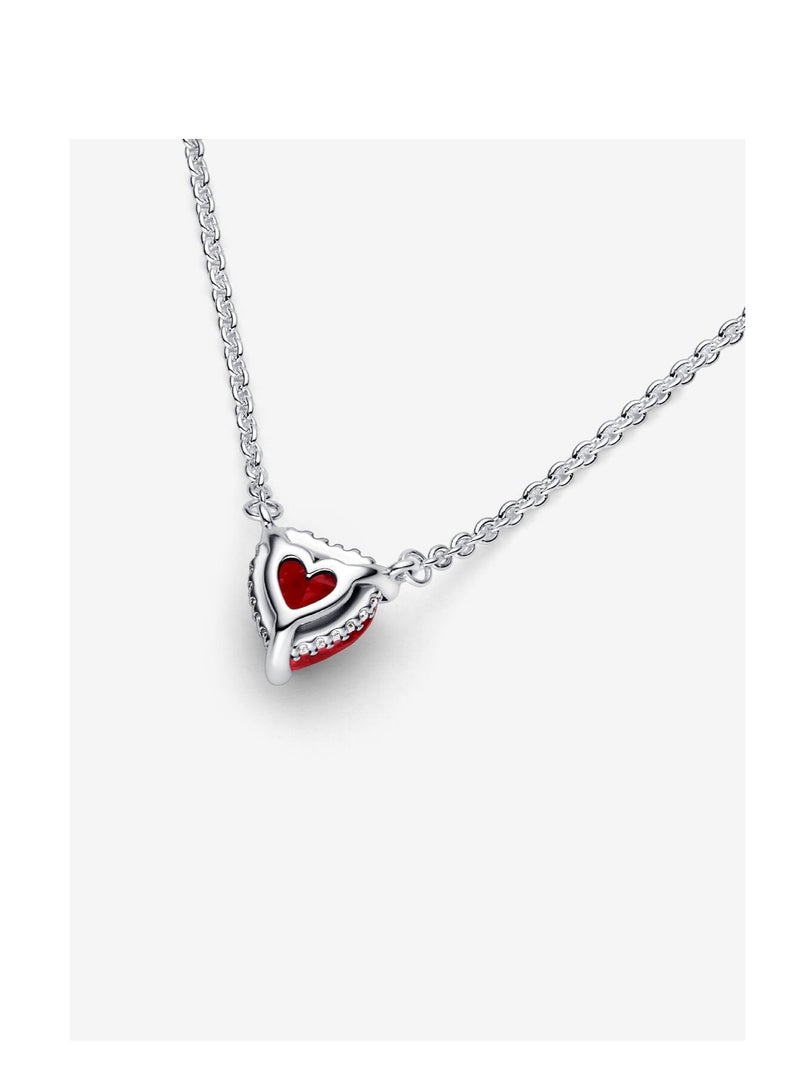 Sparkling Heart Halo Pendant Collier Necklace - Image 3
