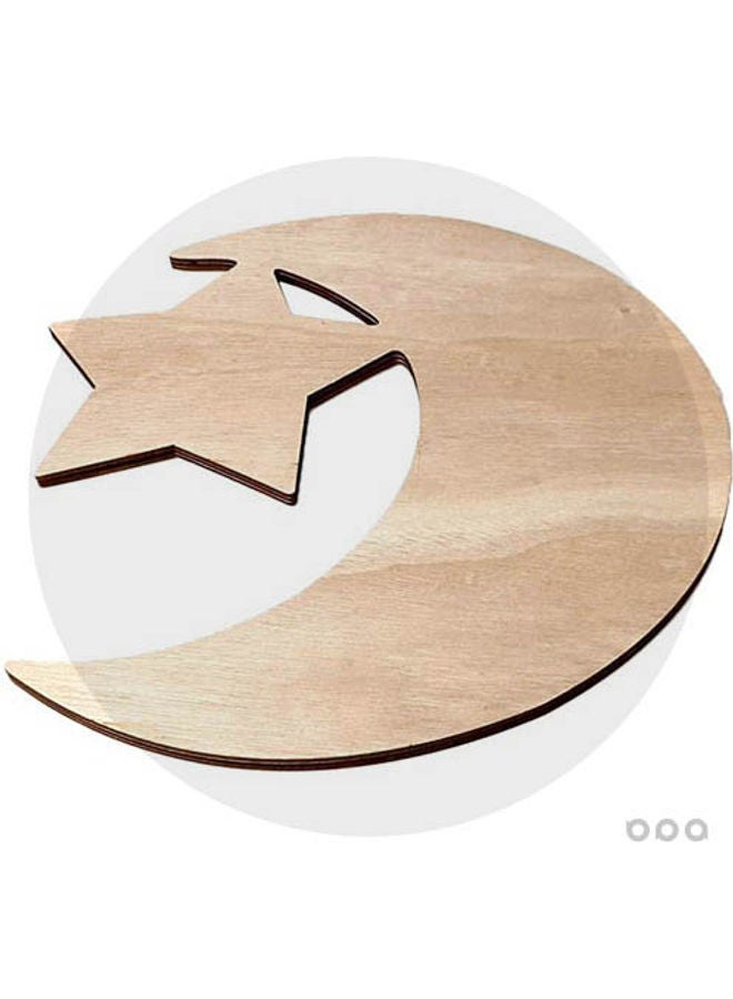 Wooden Eid Mubarak Party Serving Tray Brown 35x33.3cm - Image 5