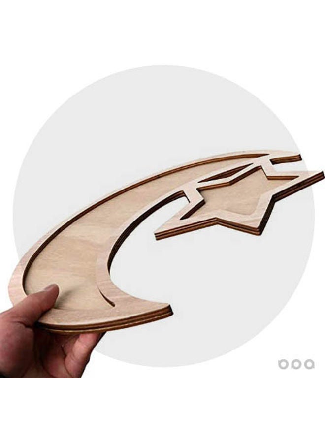 Wooden Eid Mubarak Party Serving Tray Brown 35x33.3cm - Image 4