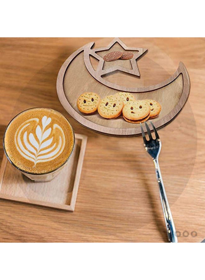 Wooden Eid Mubarak Party Serving Tray Brown 35x33.3cm - Image 3