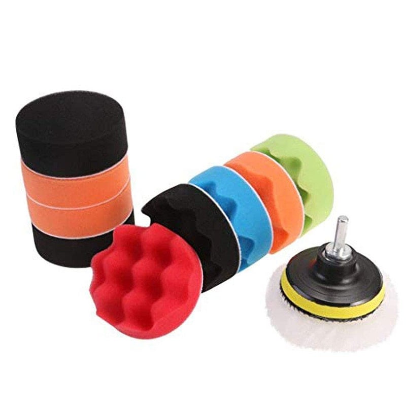DIY Crafts CT-DIY-HI-52087 Polishing Pads Sponge Woolen Polishing Waxing Buffing Pads Kit Auto Car with M10 Drill Adapter -3"