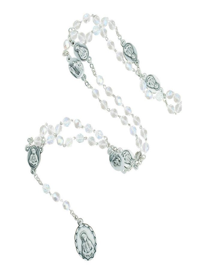 Venerare Our Lady of Sorrows Rosary Chaplet | 6mm Crystal Glass Beads and 8mm Silver-tone Sorrow Medals | Christian Lenten Devotional | Great Catholic Gift for First Holy Communion and Confirmation - Image 1