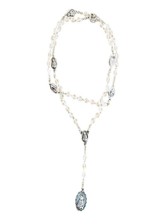 Venerare Our Lady of Sorrows Rosary Chaplet | 6mm Crystal Glass Beads and 8mm Silver-tone Sorrow Medals | Christian Lenten Devotional | Great Catholic Gift for First Holy Communion and Confirmation - Image 3