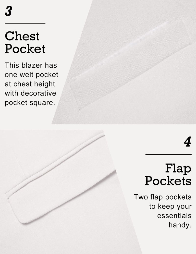 COOFANDY Men's Blazer Casual Sport Coats Slim Fit One Button Suit Jacket Lightweight Sports Jacket (Plain Color - White,X-Large) - Image 4