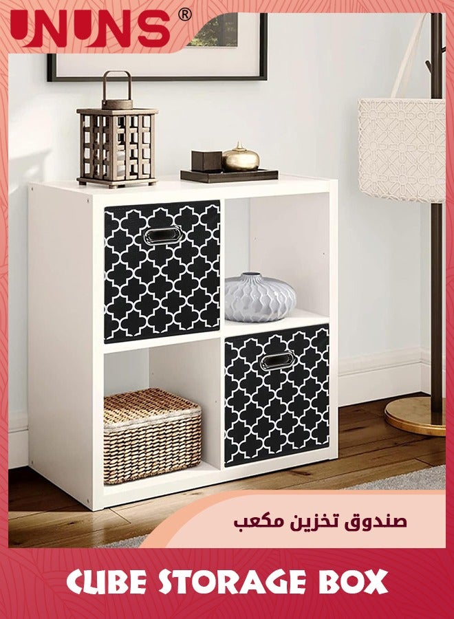 UNUNS 3 Pack Fabric Cubes Storage Containers,Black Foldable Storage Bins Cubes Organizer Baskets With Dual Handles For Shelf Closet  - Image 3
