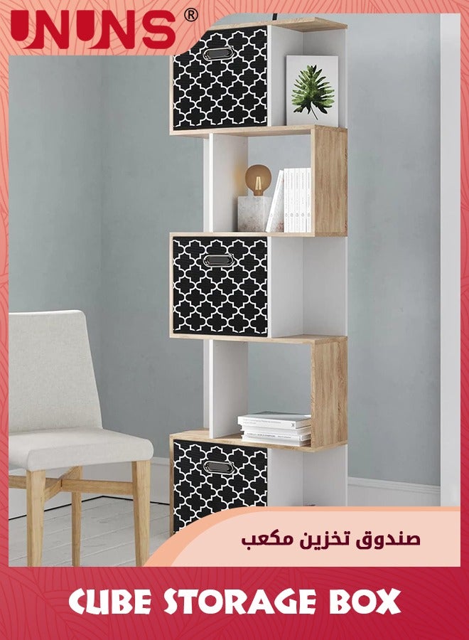 UNUNS 3 Pack Fabric Cubes Storage Containers,Black Foldable Storage Bins Cubes Organizer Baskets With Dual Handles For Shelf Closet  - Image 4
