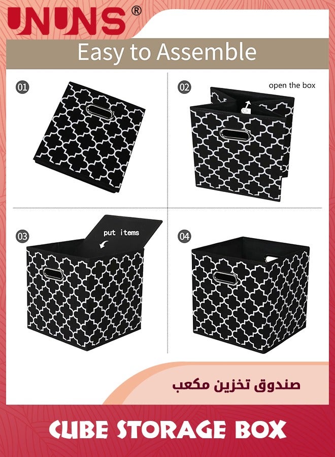 UNUNS 3 Pack Fabric Cubes Storage Containers,Black Foldable Storage Bins Cubes Organizer Baskets With Dual Handles For Shelf Closet  - Image 5