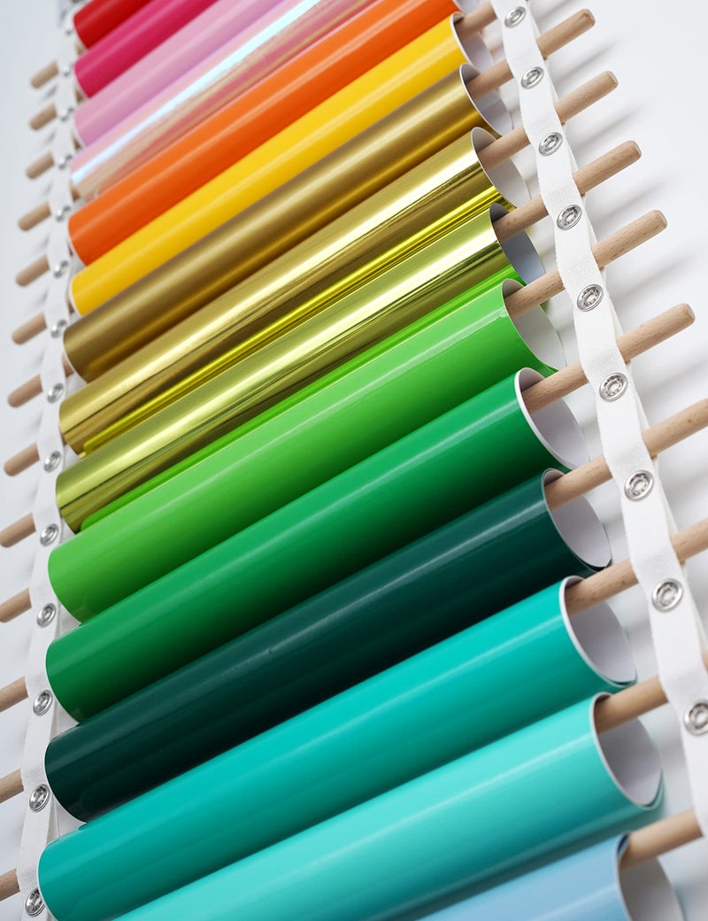 ZENXUS حامل لفائف زينكسوس، 25 لفافة، تخزين وتنظيم لفائف الحرف، أحزمة قطنية وقضبان خشبية، مع خطافات تعليق على الباب - Image 5