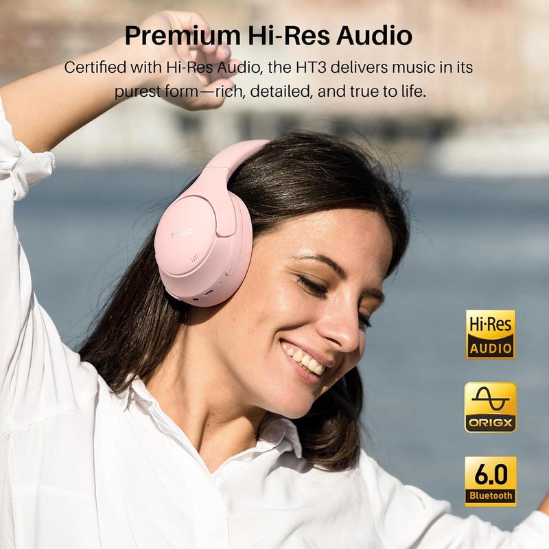 توزو سماعات TOZO HT3 الهجينة لإلغاء الضوضاء، مع وقت تشغيل يصل إلى 90 ساعة، سماعات رأس لاسلكية فوق الأذن بتقنية بلوتوث، صوت مكاني ودردشة ذكاء اصطناعي مع 5 ميكروفونات، تدعم الاتصال المزدوج وإدخال USB-C، مع 32 وضعًا لموسيقى EQ - Image 2
