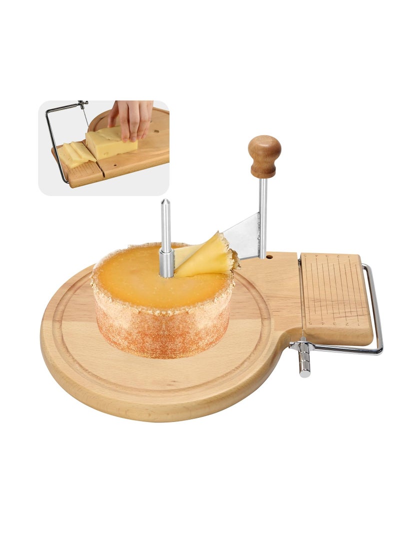 SYOSI قطاعة الجبن من الفولاذ المقاوم للصدأ مع مقبض، قاطعة جبن قابلة للتعديل للكتل والعجلات، مثالية لتيت دو موين ورقائق الشوكولاتة، دوارة جبن متينة للاستخدام المنزلي والتجاري - Image 1