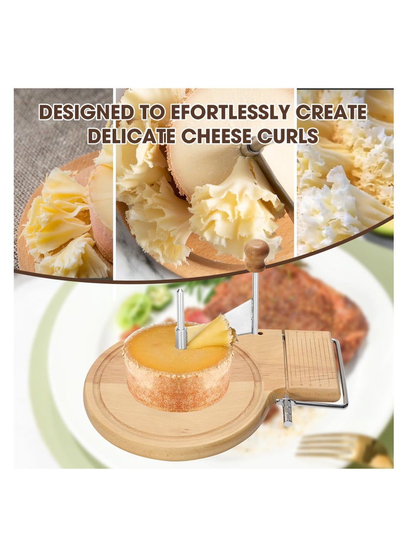 SYOSI قطاعة الجبن من الفولاذ المقاوم للصدأ مع مقبض، قاطعة جبن قابلة للتعديل للكتل والعجلات، مثالية لتيت دو موين ورقائق الشوكولاتة، دوارة جبن متينة للاستخدام المنزلي والتجاري - Image 2