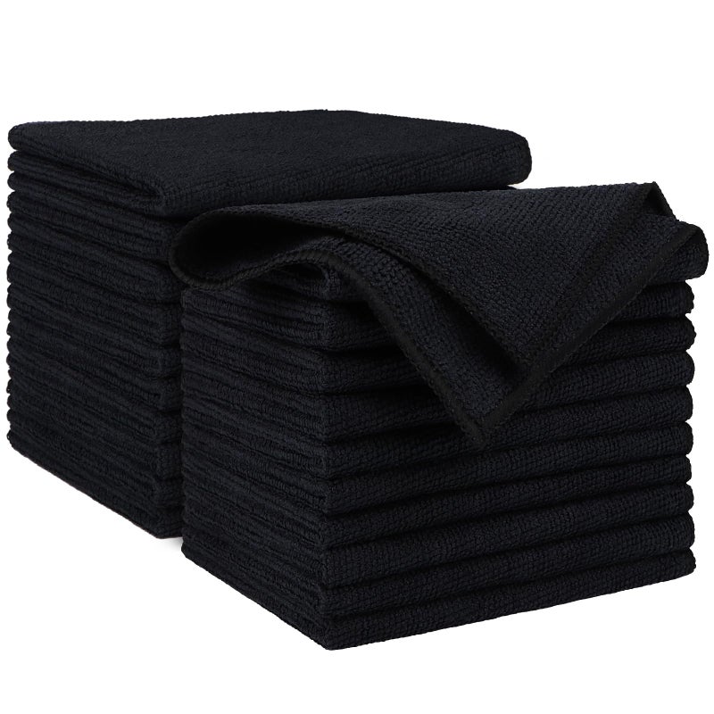 AIDEA Microfiber Cleaning Cloth Black 20PK, Microfiber Towels for Cars, Premium Car Cloth, Dusting Cloth Lint Free Cleaning Rags for SUVs, House, Kitchen, Window, Workshops,12Ã—12" - Image 1