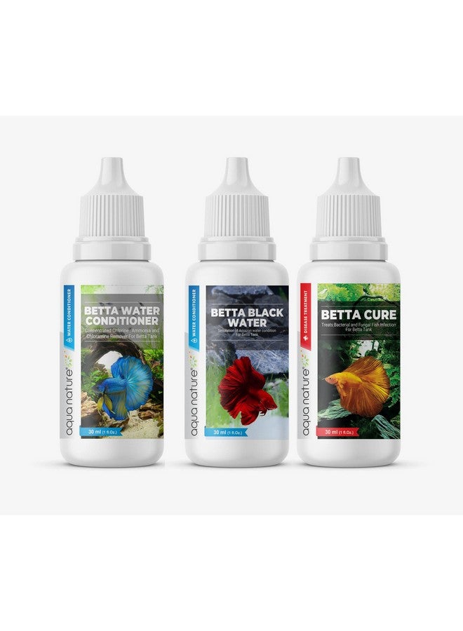 aqua nature مكيف مياه أكوا ناتشر كومبو الخاص لسمكة البيتا، علاج البيتا ومياه البيتا السوداء (مكيف مياه، يعالج العدوى البكتيرية والفطرية ومحاكاة لمكيف مياه الأمازون) 30 مل لكل منها - Image 1