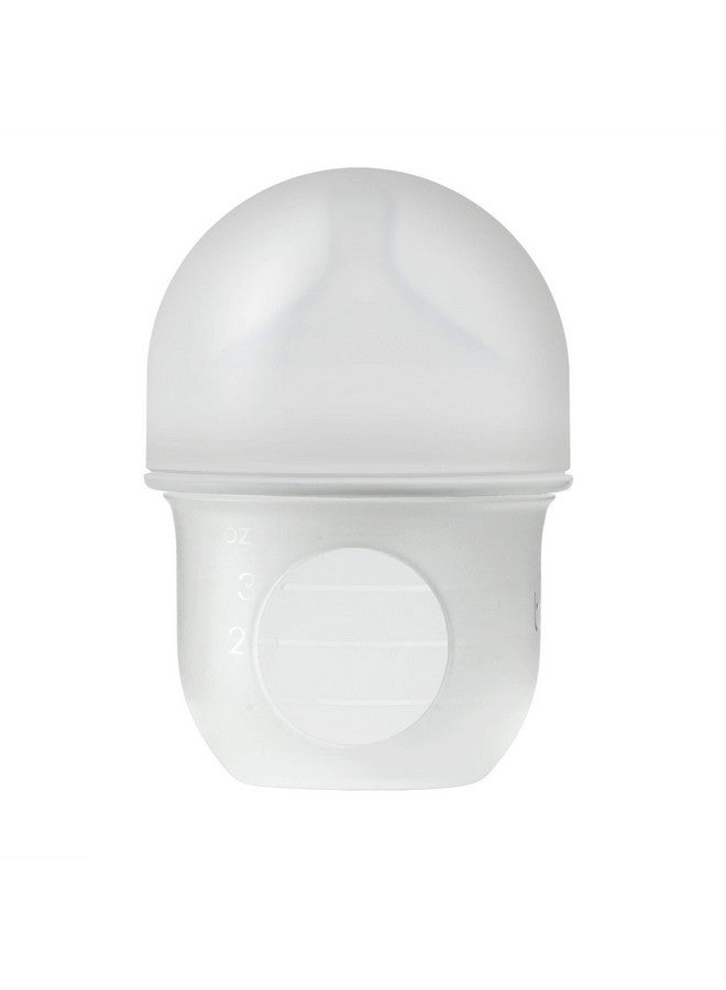 بون زجاجة رضاعة بون نورش المصنوعة من السيليكون القابلة لإعادة الاستخدام بتصميم جراب سيليكون قابل للطي - مستلزمات الأطفال اليومية - زجاجات رضاعة بطيئة التدفق للمرحلة الأولى - رمادية - 4 أونصة - Image 2