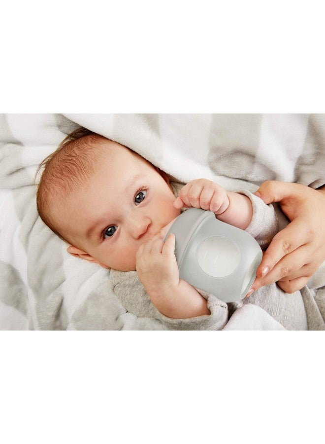 بون زجاجة رضاعة بون نورش المصنوعة من السيليكون القابلة لإعادة الاستخدام بتصميم جراب سيليكون قابل للطي - مستلزمات الأطفال اليومية - زجاجات رضاعة بطيئة التدفق للمرحلة الأولى - رمادية - 4 أونصة - Image 3