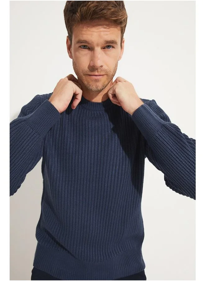جون June Ribbed Knitwear Sweater Indigo