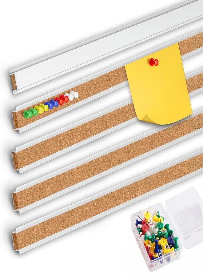GOSR Cork Bulletin Board Strips for Wall, 5pcs Cork Strips Aluminum Frame Bulletin Bar Strip for Classroom, Office, Walls (35.5"×1.1") - Image 1