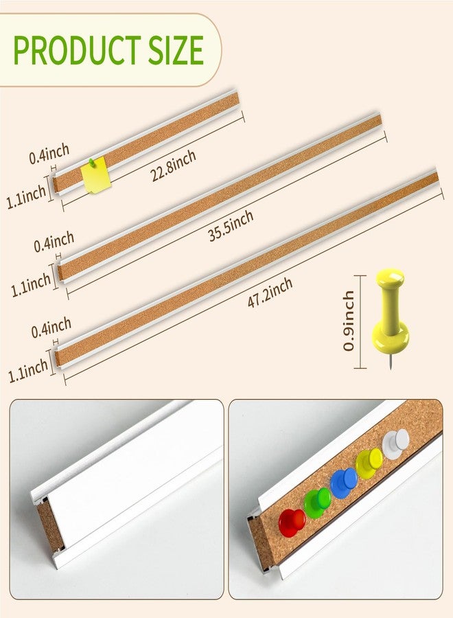 GOSR Cork Bulletin Board Strips for Wall, 5pcs Cork Strips Aluminum Frame Bulletin Bar Strip for Classroom, Office, Walls (35.5"×1.1") - Image 2