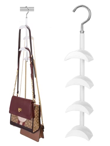 CINPIUK Purse Hanger for Closet - Rotating Handbag Hanging Hook Bag Storage Space Saver with 4 Hooks, Hanging Organizer for Scarf Handbag Belt - Image 1