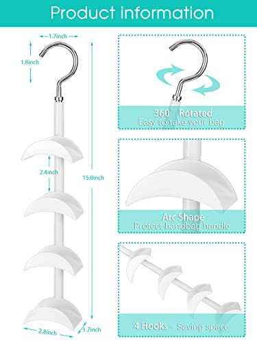 CINPIUK Purse Hanger for Closet - Rotating Handbag Hanging Hook Bag Storage Space Saver with 4 Hooks, Hanging Organizer for Scarf Handbag Belt - Image 4