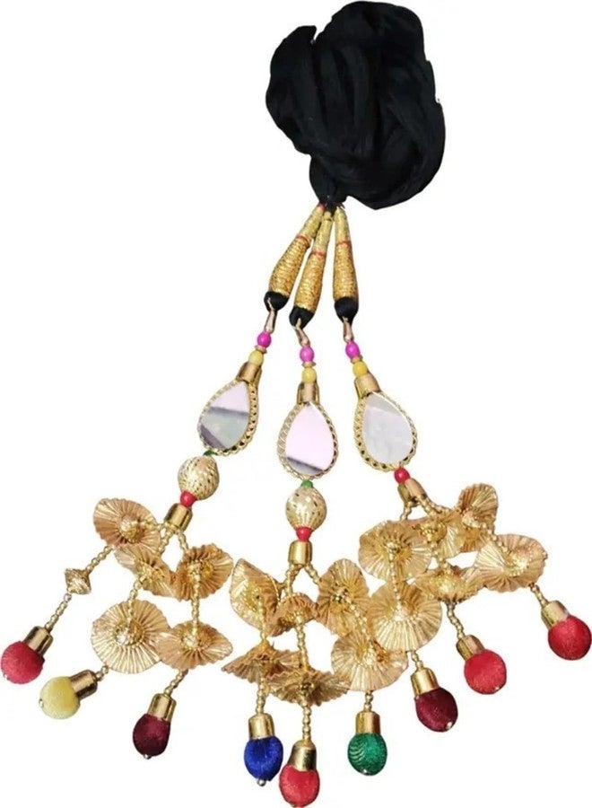 VIYANSHI Multicolor Parandi Paranda for Women & Girls | Traditional Choti Braid Tassel Hair Accessory | Punjabi Braid Extension for Festivals, Weddings & Cultural Functions - Image 3