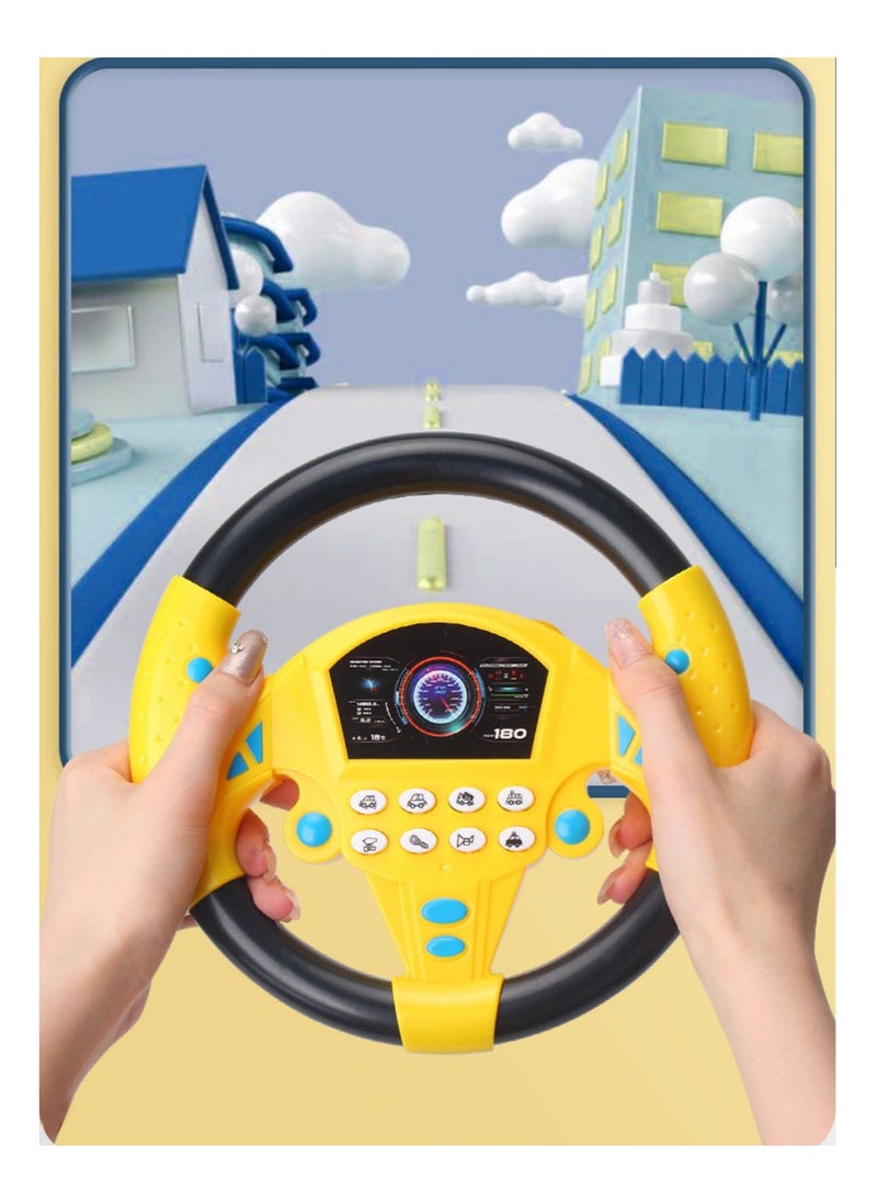 Goolsky Simulated Driving Controller Portable Simulated Driving Steering Wheel Copilot Toy Children's Educational Sounding Toy Small Steering Wheel Toy Gift Funny Interactive Driving Wheel with Music  - Image 4