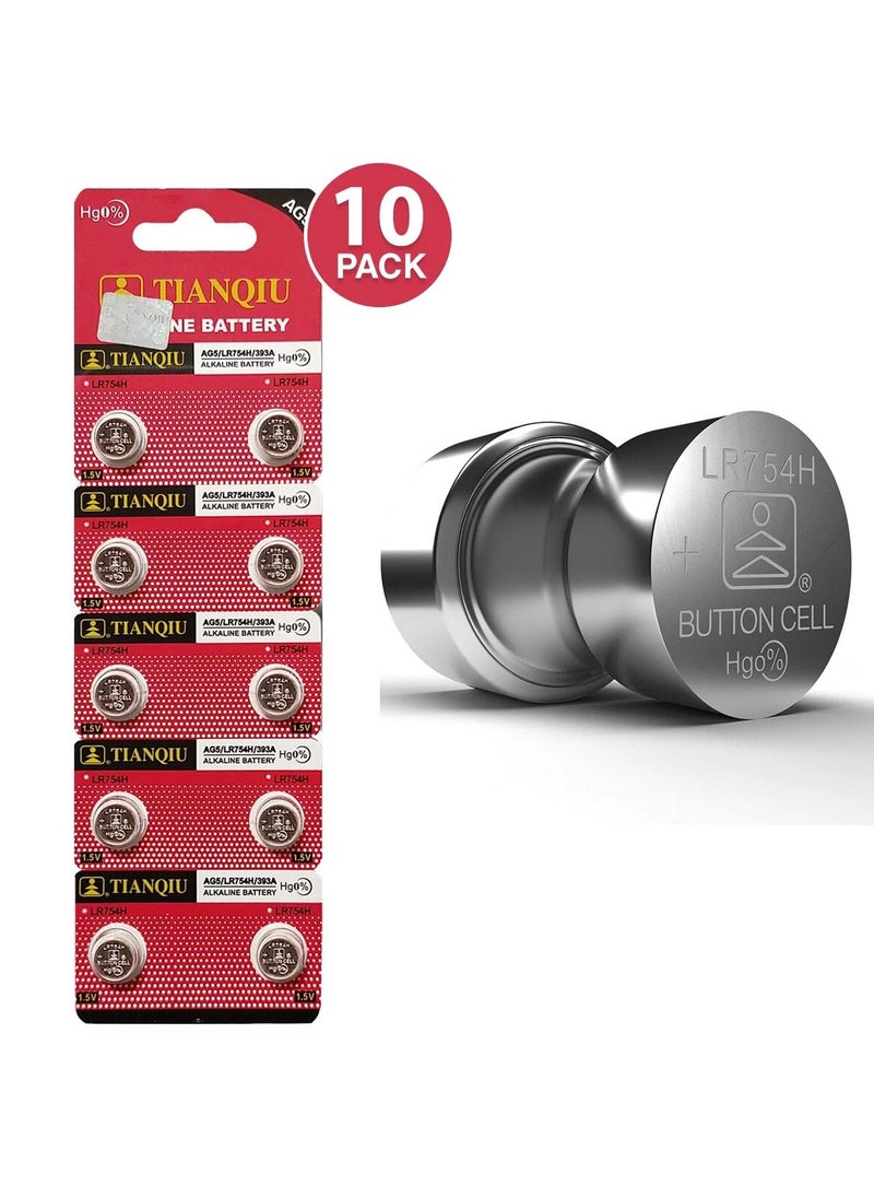 TIANQIU 10-Pieces Tianqiu AG5/ LR754H/ 393A 1.5V Alkaline Batteries  - Image 1