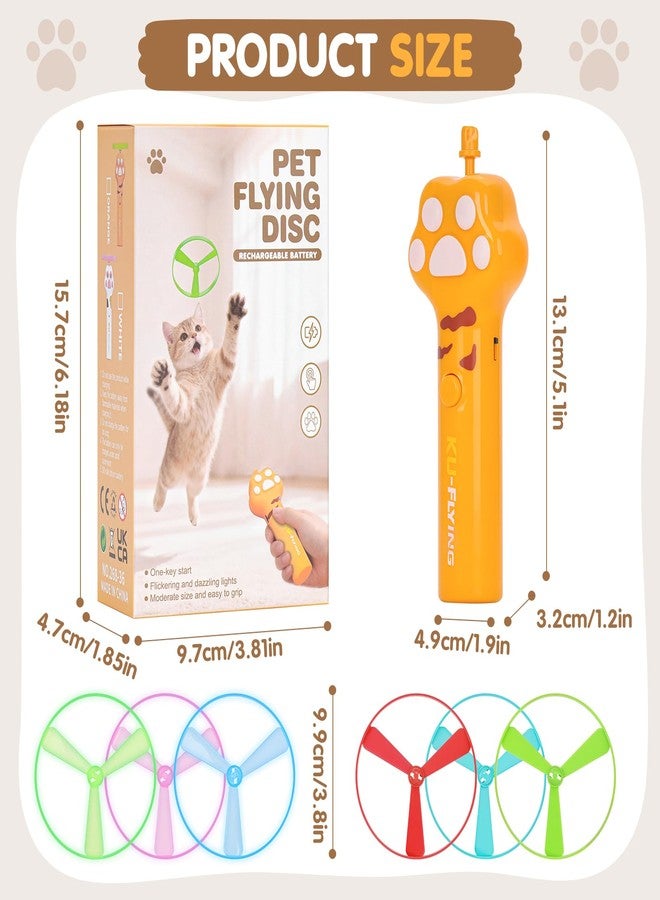 AGIFTMIND Cat Fetch Toy, Rechargeable Flying Disc Launcher with 6 Flying Discs, Cat Interactive Hunting Toys for Outdoor & Indoor (Yellow) - Image 2