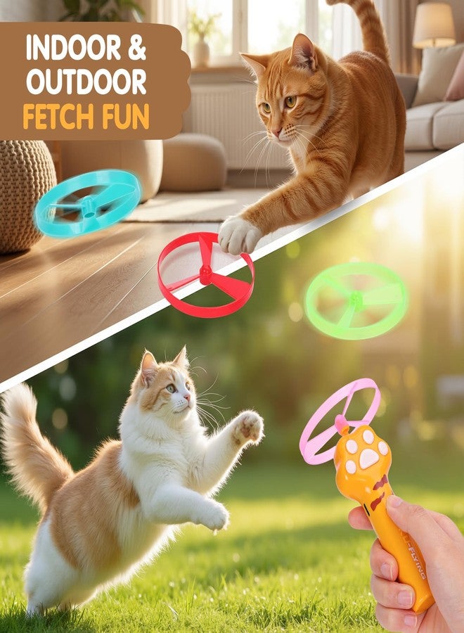 AGIFTMIND Cat Fetch Toy, Rechargeable Flying Disc Launcher with 6 Flying Discs, Cat Interactive Hunting Toys for Outdoor & Indoor (Yellow) - Image 5