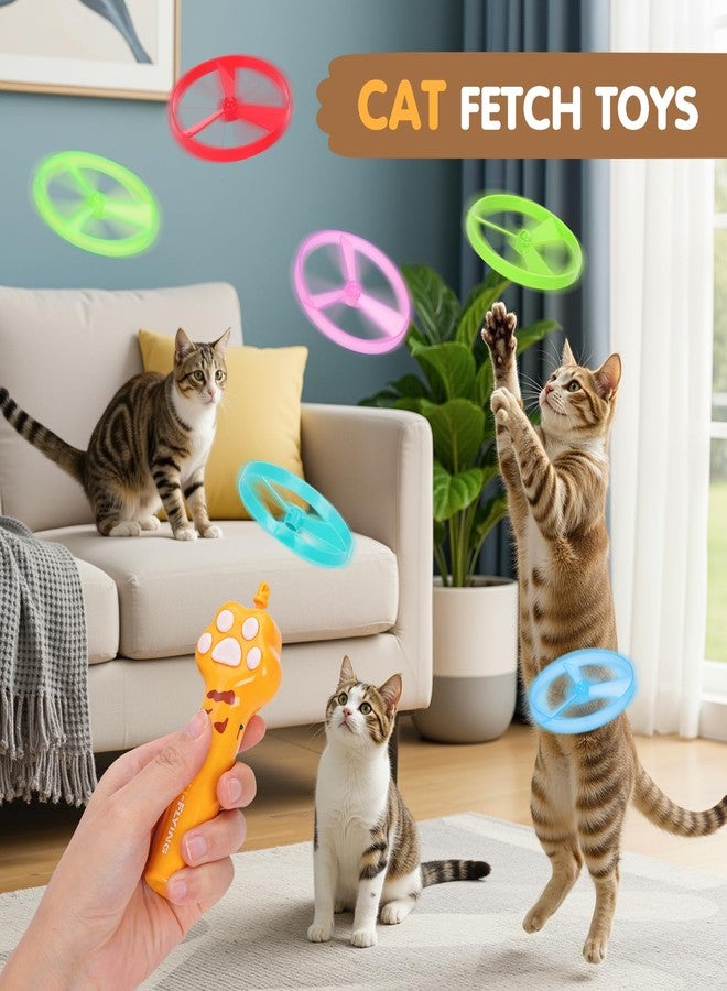 AGIFTMIND Cat Fetch Toy, Rechargeable Flying Disc Launcher with 6 Flying Discs, Cat Interactive Hunting Toys for Outdoor & Indoor (Yellow) - Image 4