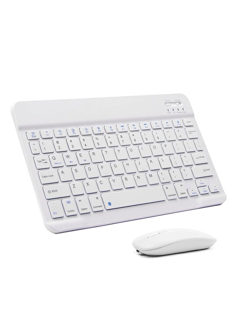 ACLIX - Ultra-Slim Bluetooth Keyboard and Mouse Combo Rechargeable Portable Wireless Keyboard Mouse Set for Apple iPad iPhone iOS 13 and Above Samsung Tablet Phone Smartphone Android Windows (White) - Image 1