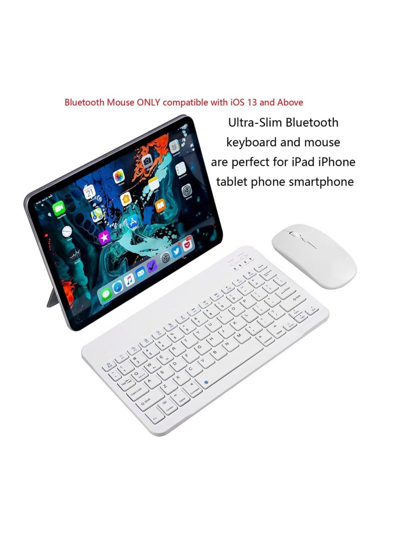 ACLIX - Ultra-Slim Bluetooth Keyboard and Mouse Combo Rechargeable Portable Wireless Keyboard Mouse Set for Apple iPad iPhone iOS 13 and Above Samsung Tablet Phone Smartphone Android Windows (White) - Image 1