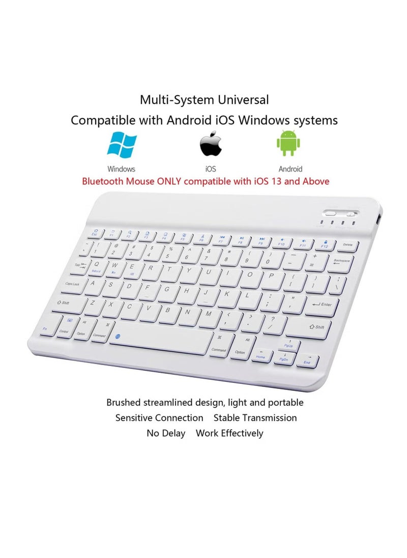 ACLIX - Ultra-Slim Bluetooth Keyboard and Mouse Combo Rechargeable Portable Wireless Keyboard Mouse Set for Apple iPad iPhone iOS 13 and Above Samsung Tablet Phone Smartphone Android Windows (White) - Image 1