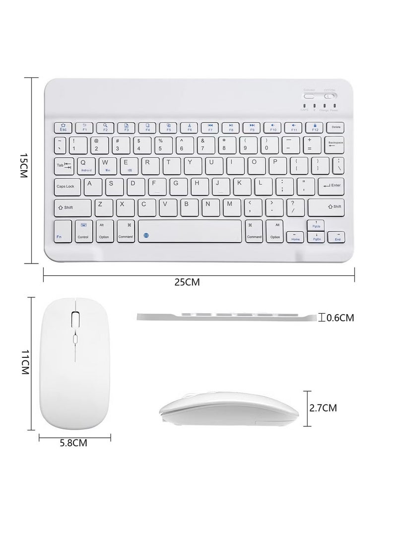 ACLIX - Ultra-Slim Bluetooth Keyboard and Mouse Combo Rechargeable Portable Wireless Keyboard Mouse Set for Apple iPad iPhone iOS 13 and Above Samsung Tablet Phone Smartphone Android Windows (White) - Image 1
