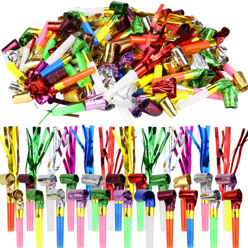 WEOXPR 144pcs Two Kinds of Noisemakers Blowouts Horns Bulk Toys Birthday Party Favors New Years Accessory Prizes for Kids Whistles and Streamers - Image 4