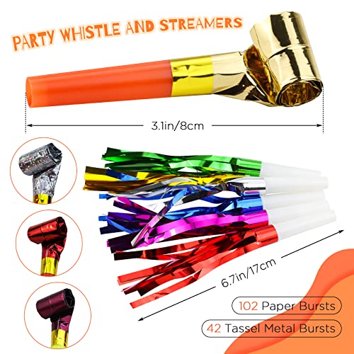 WEOXPR 144pcs Two Kinds of Noisemakers Blowouts Horns Bulk Toys Birthday Party Favors New Years Accessory Prizes for Kids Whistles and Streamers - Image 5