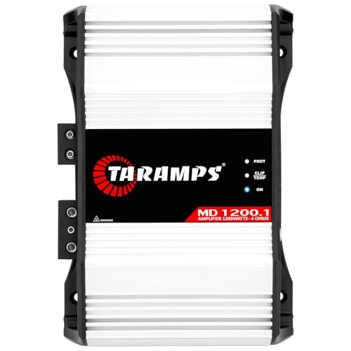 Taramp's Taramps MD 1200.1 4-Ohms Car Amplifier, 1200W RMS Full Range Digital Monoblock Class D MOSFET Amp, Crossover High/Low Pass Filter, Bass Boost, Gain Control LED Power Indicator, High Performance Audio - Image 1
