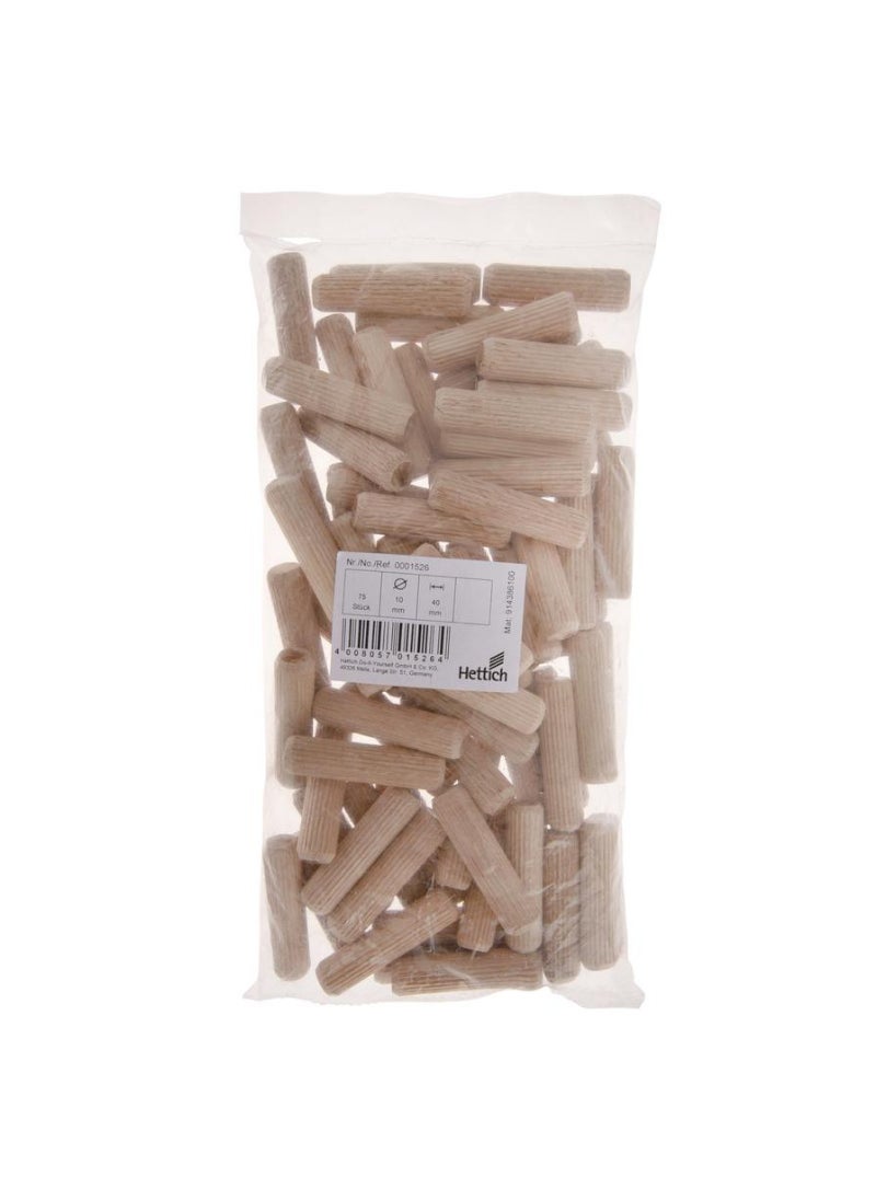 Hettich - Hettich Wooden Dowel 10 x 40mm 75Pcs - Image 1