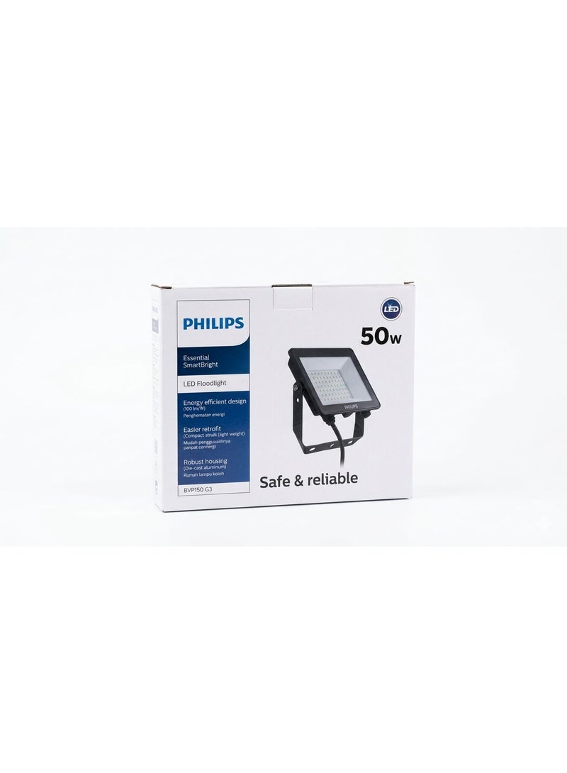 Philips Essential SmartBright LED Flood Light 50W BVP150 6500K 220-240V Daylight Black Body - Image 1